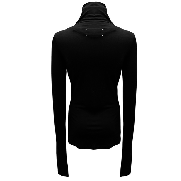 MAISON MARTIN MARGIELA BLACK WOOL STRETCH TURTLENECK TOP - Picture 3 of 5